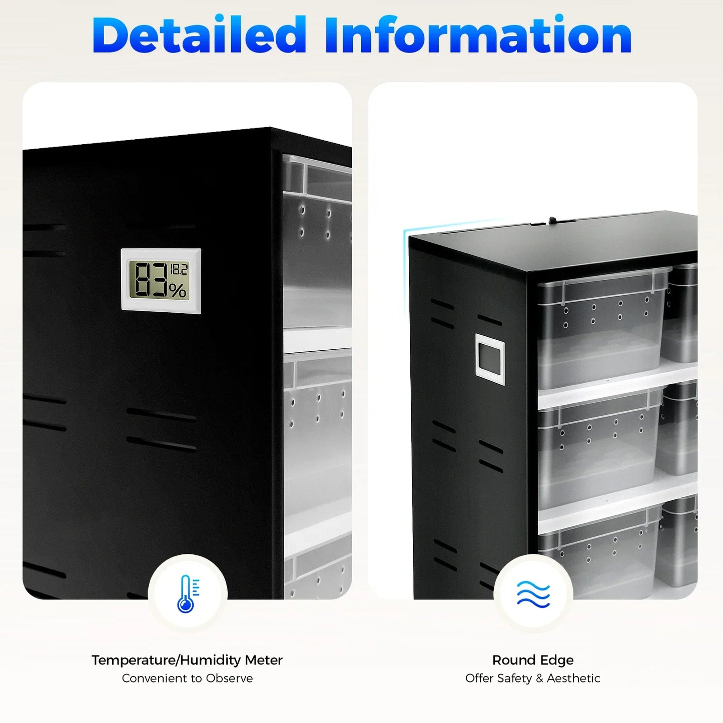 Reptile Breeding Cabinet with 8 Clear Boxes