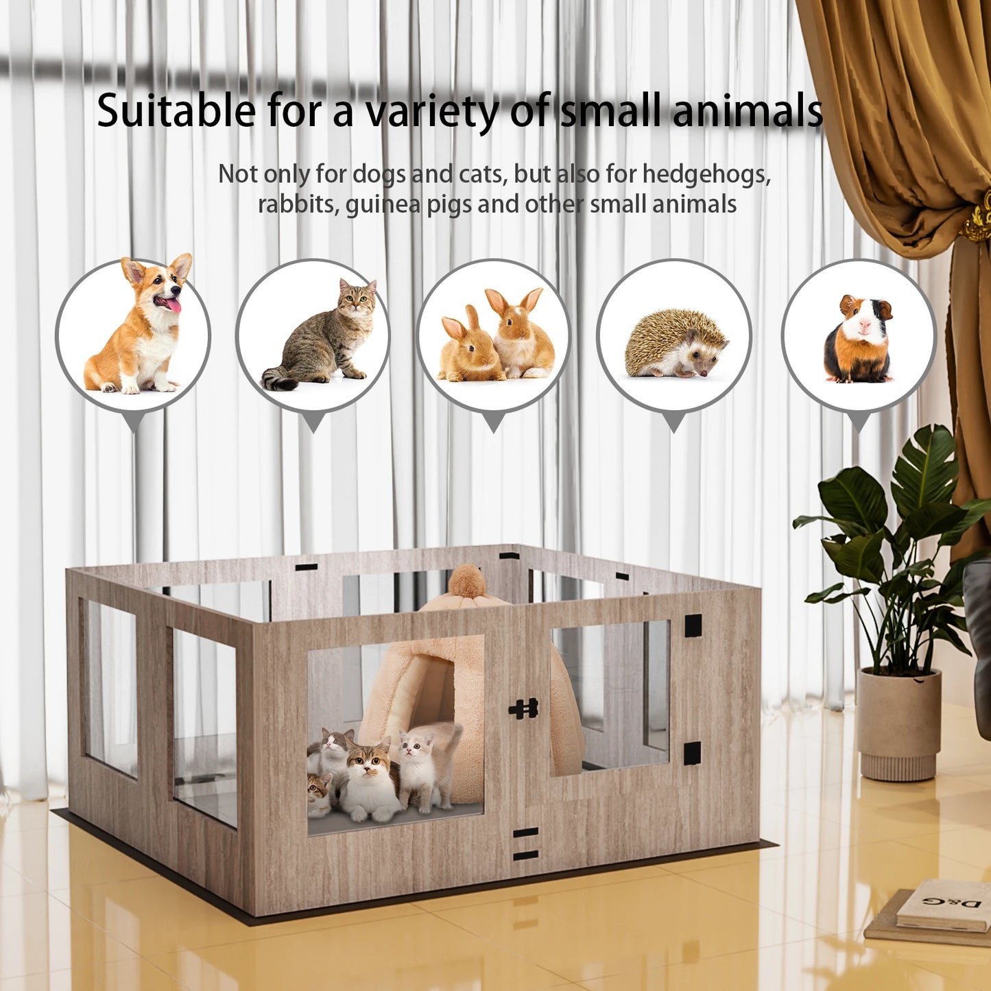 Tempered Glass Dog Puppies Playpen for Indoor