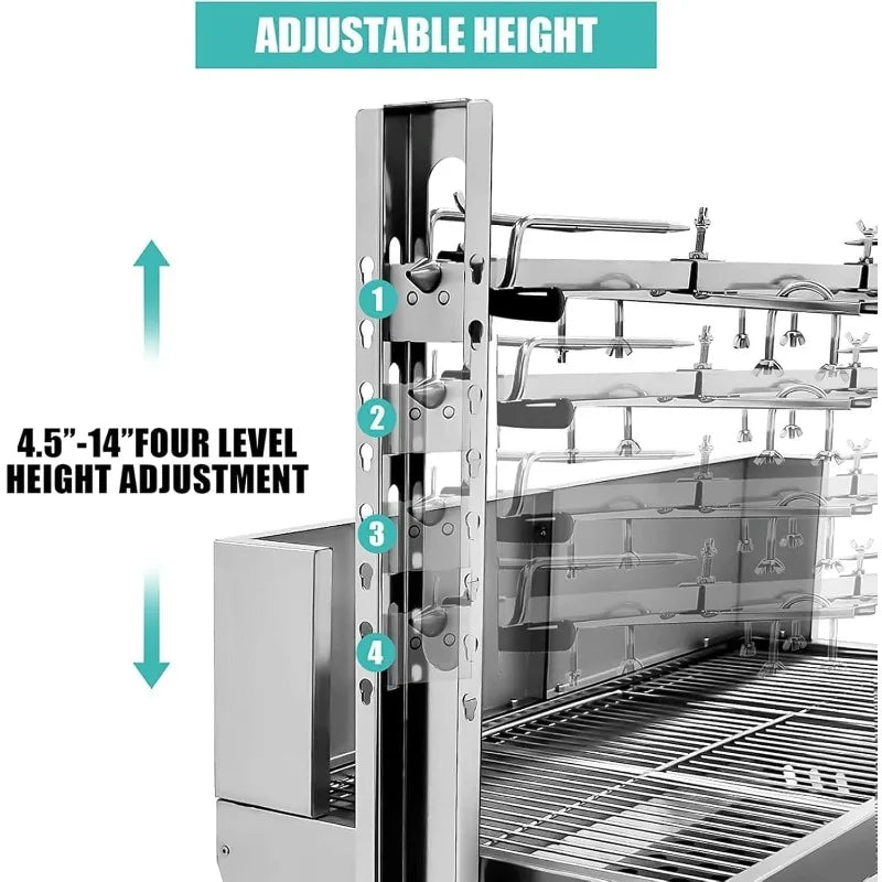 Stainless Steel Rotisserie Grill with Back Cover Guard