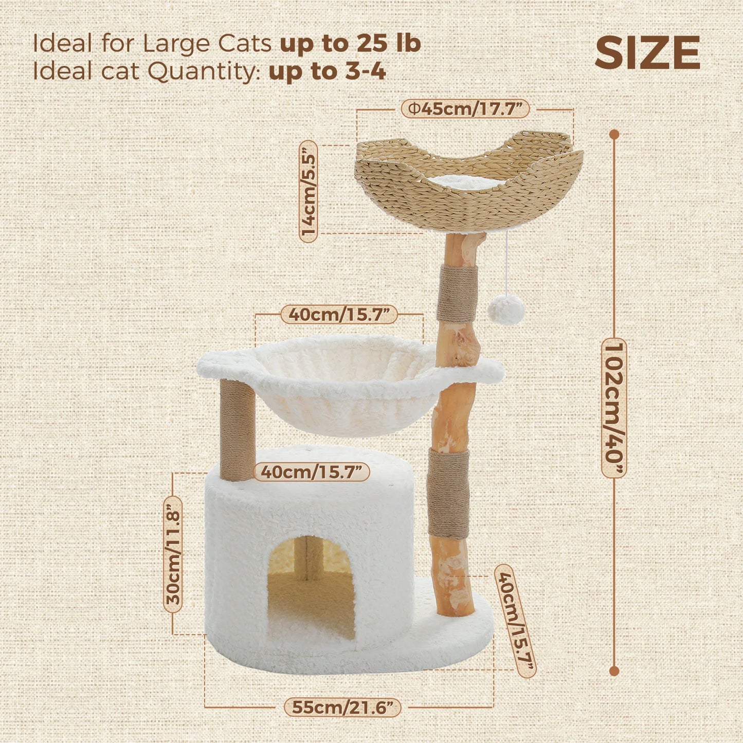 Modern Cat Tree, Luxury Cat House Bed for Indoor
