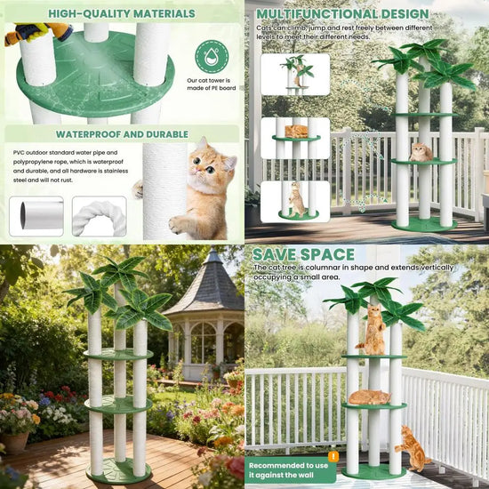 Outdoor Waterproof Cat Tower with Greenery