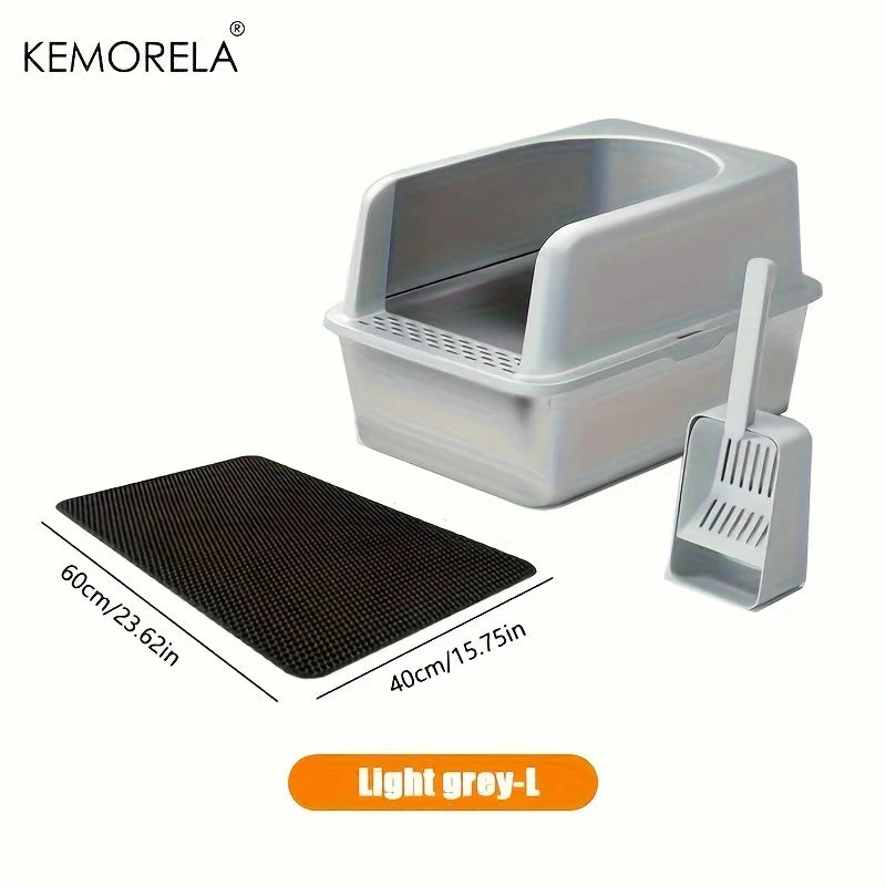 Stainless Steel Litter Box With Litter Mat And Litter
