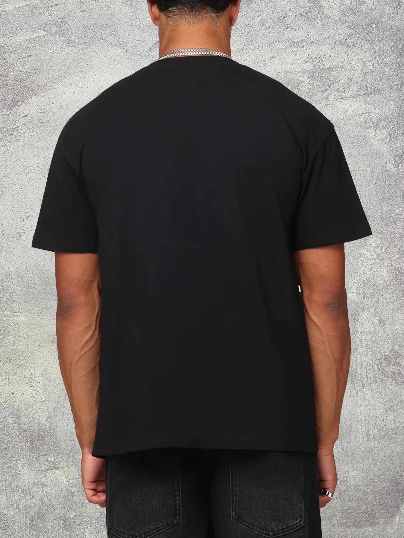 Men's Black 200G Cotton Heat Transfer Printed