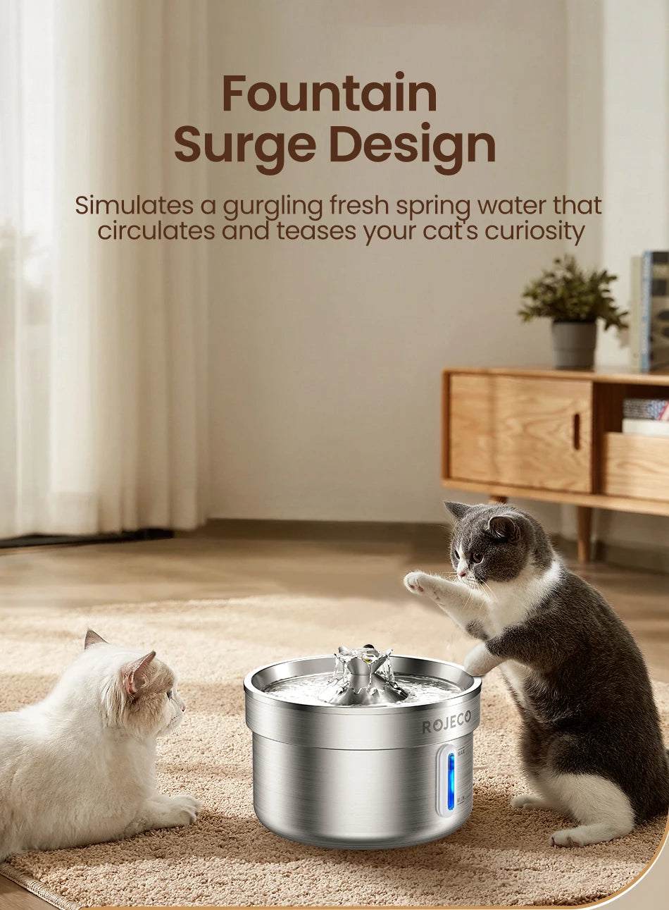 ROJECO Stainless Steel Cat Water Fountain