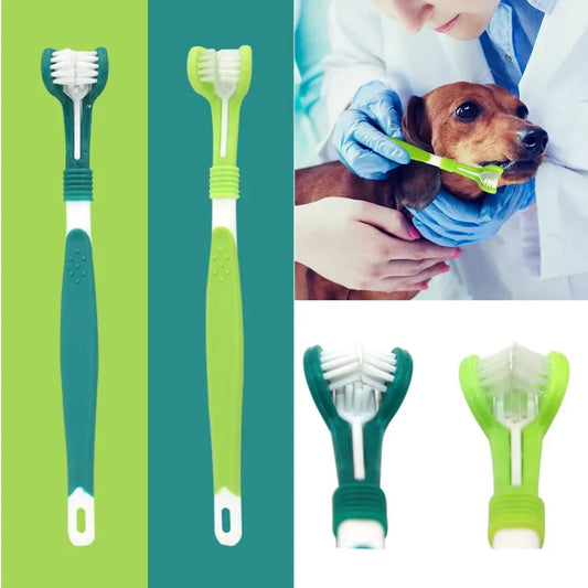 3-Sided Pet Toothbrush Dog Dental Care Cat Cleaning Mouth