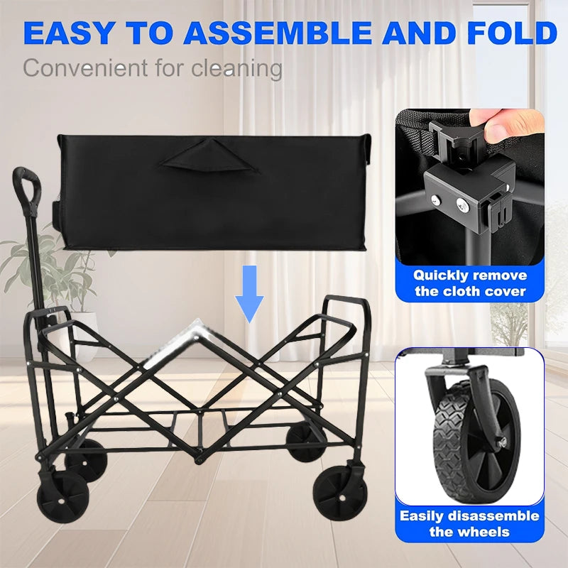 Foldable cart, Foldable trailer on wheels