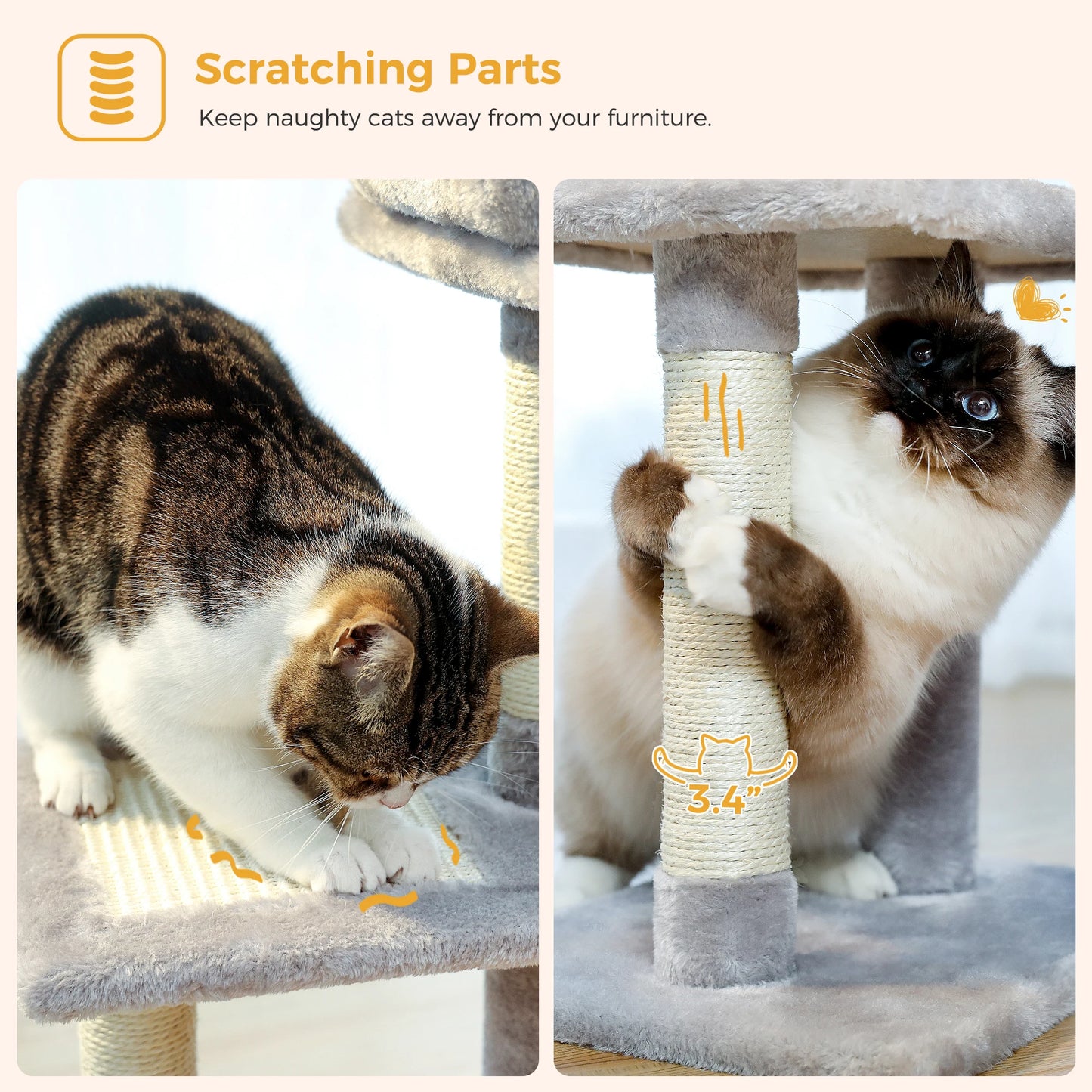 2 in 1 Cat Tree for Large Cat and Small Cat
