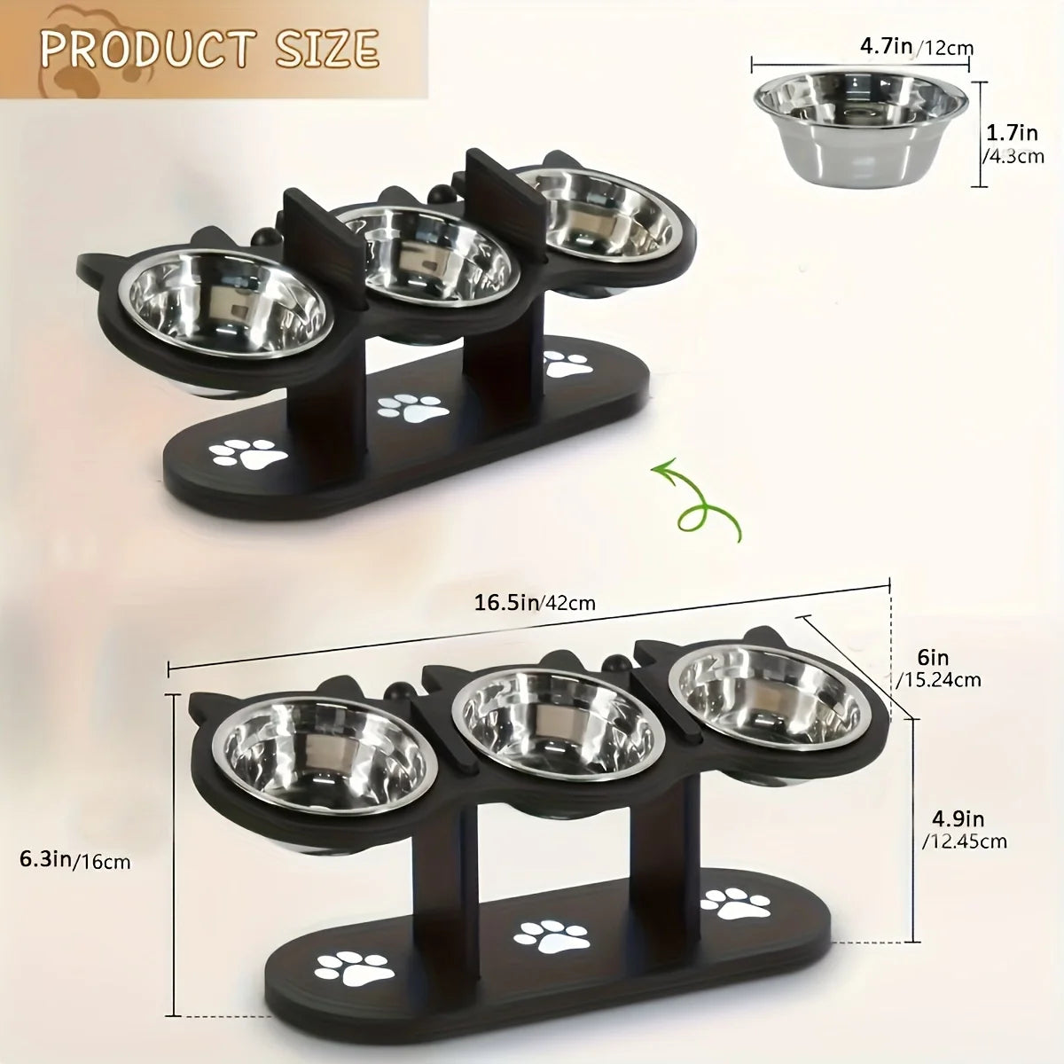 3 Cat Bowls in 1 Feeder Feeding & Watering Supplies