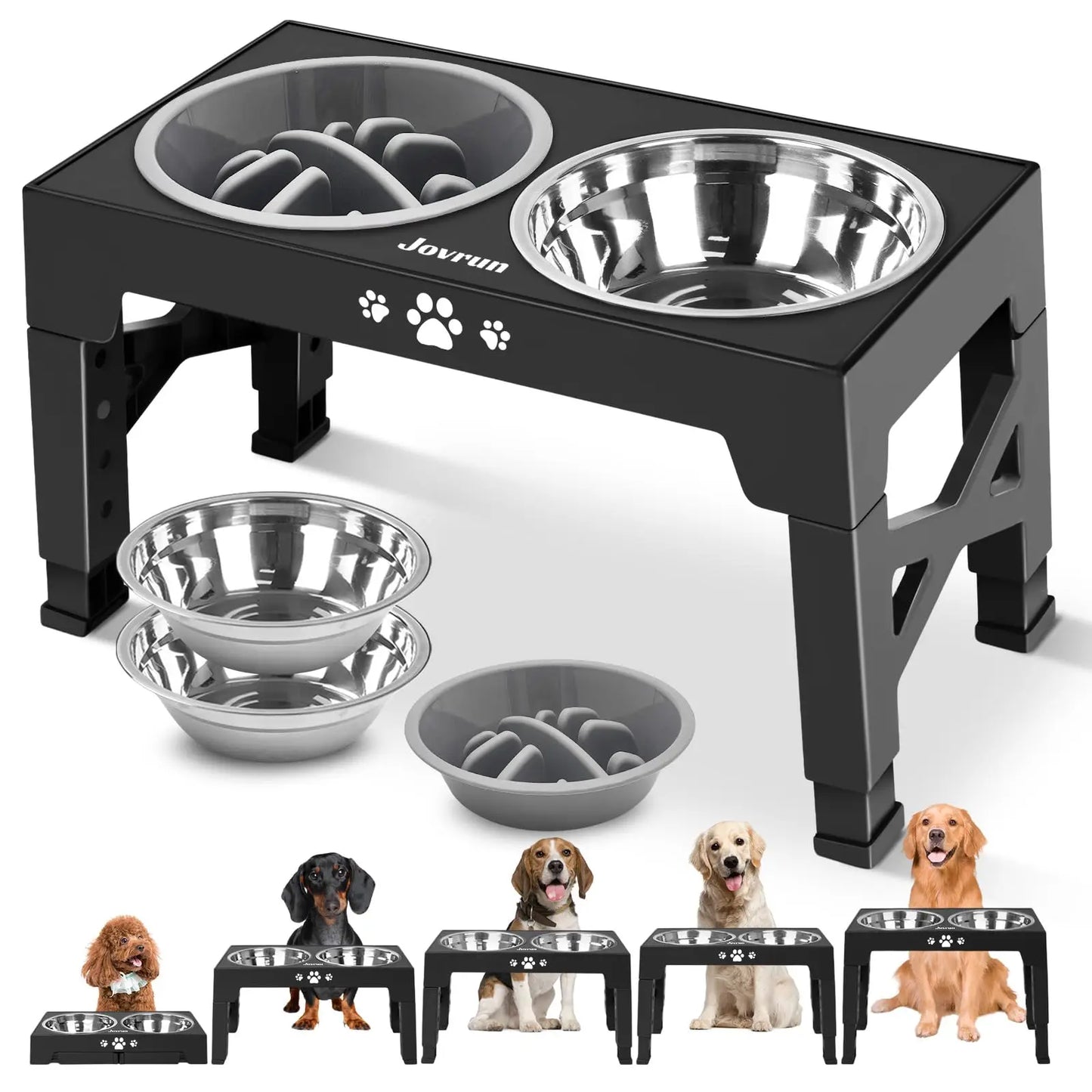 Adjustable Elevated Dog Bowls Stand