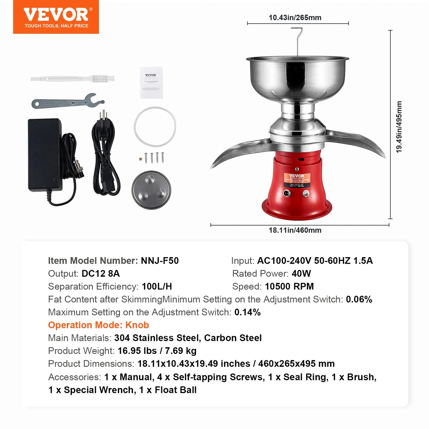 VEVOR Milk Cream Centrifugal Separator