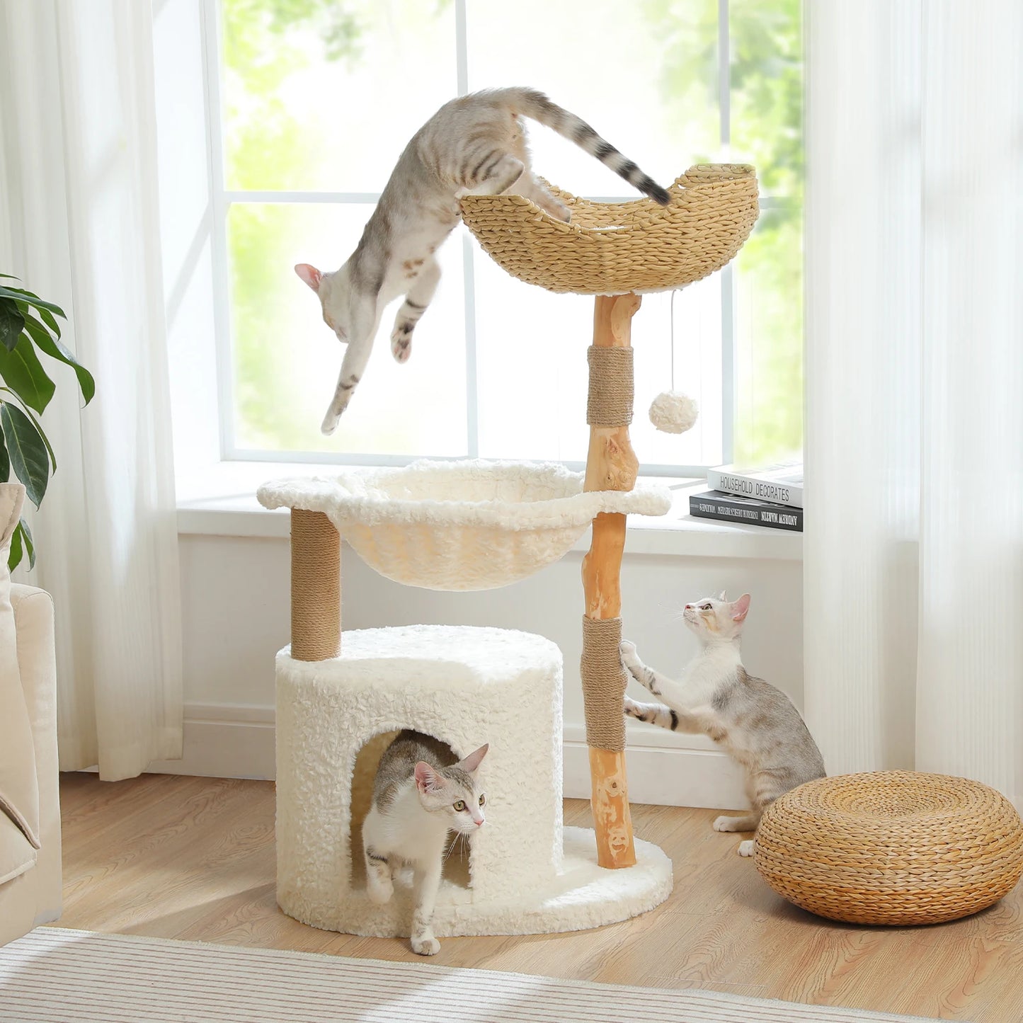 Modern Cat Tree, Luxury Cat House Bed for Indoor