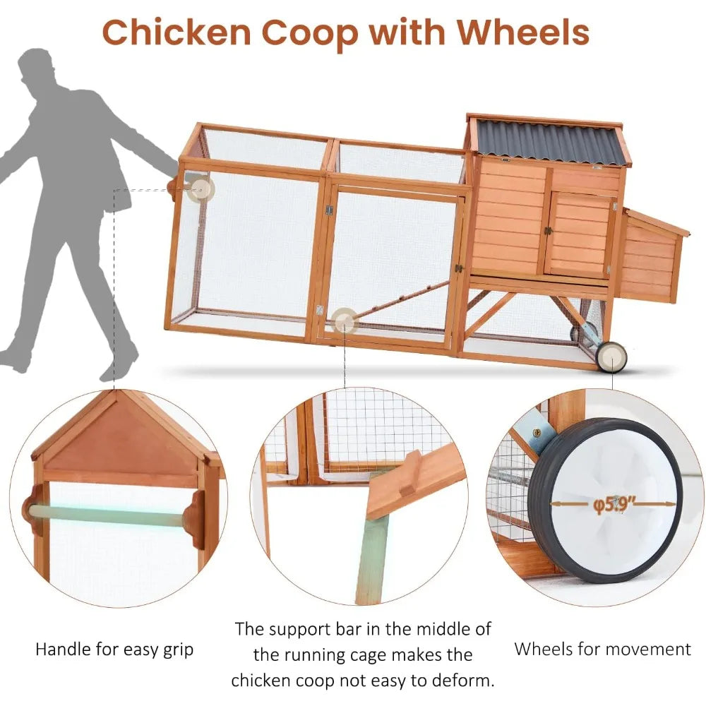 U-MAX 95" Chicken Coop with Wheels
