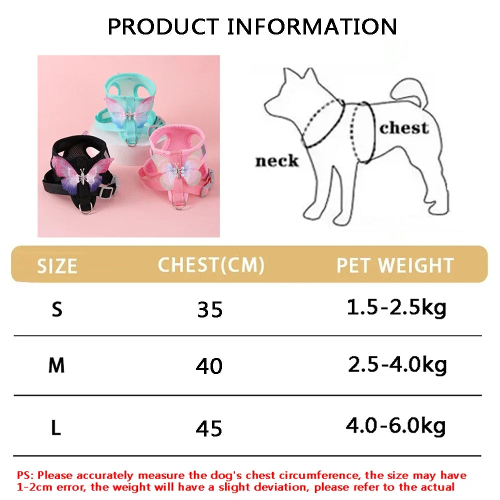 Butterfly Cute Breathable Dog Harness Set