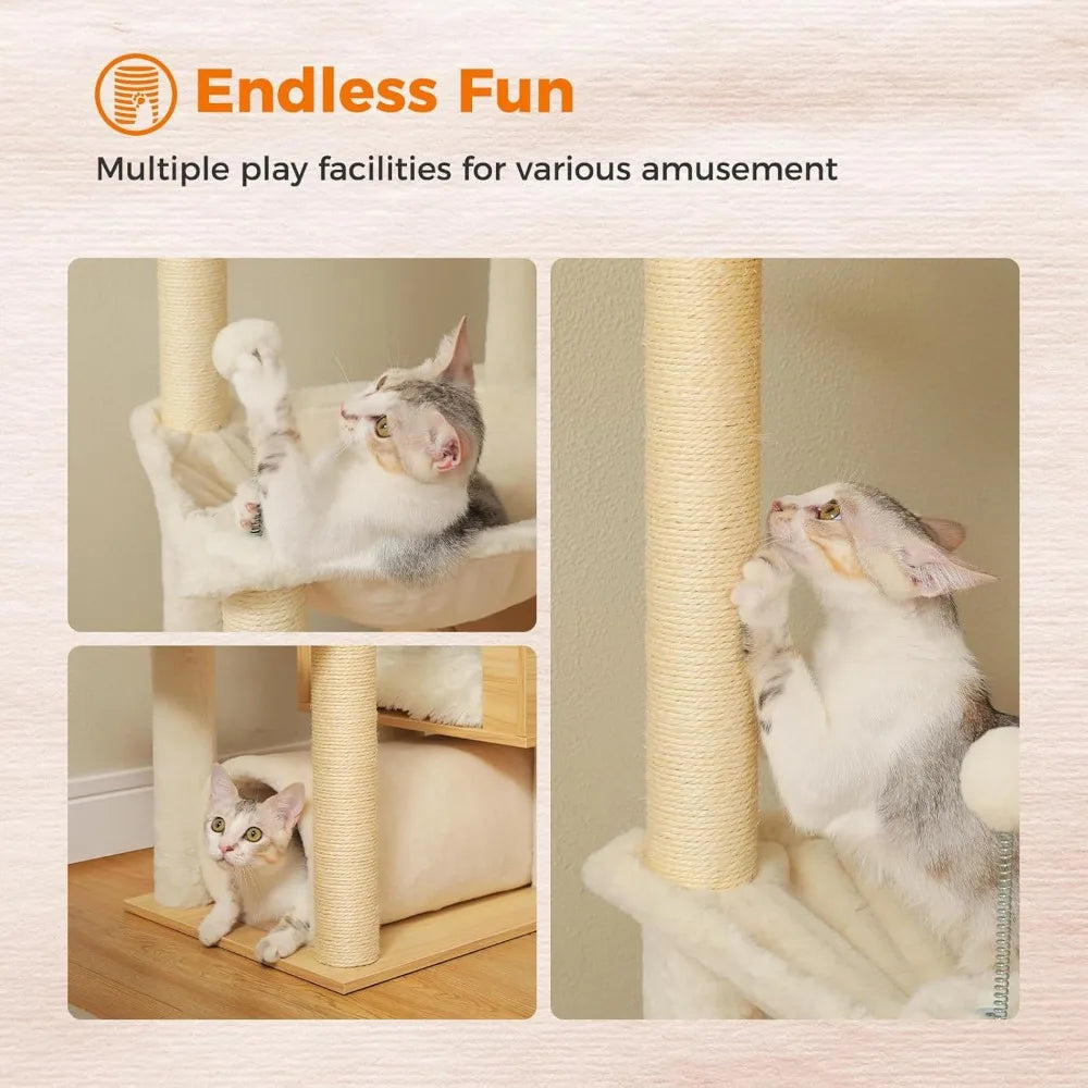 PEQULTI Floor to Ceiling Cat Tree 93.3’’-100.8’’