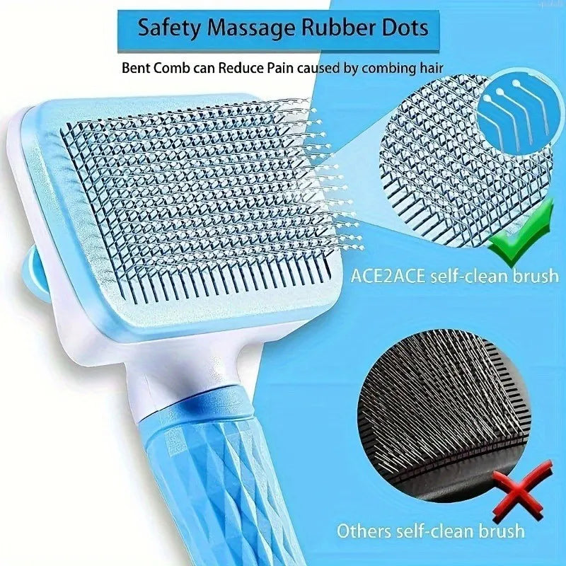 One-Button Pet De-shedding Brush