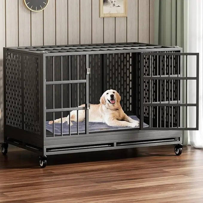 48/42/38 Inch Heavy Duty Dog Crate with Wheels
