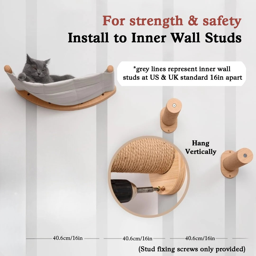 Cat Hammock Wall Mounted Cat Shelf With Two Steps