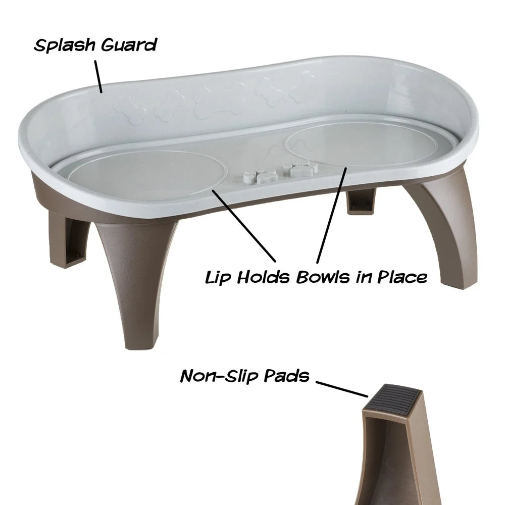 Elevated Dog Bowl Stand with Splash Guard