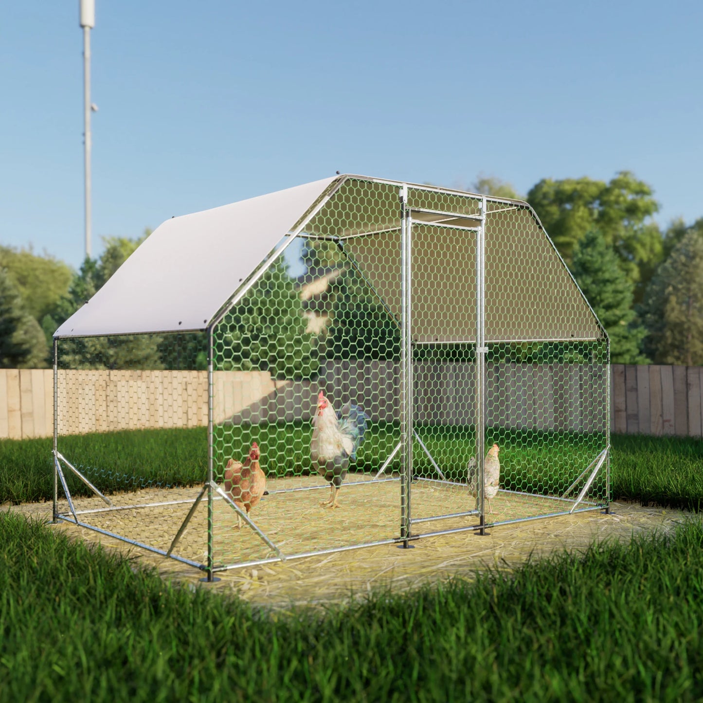 LZBEITEM 9.94 ft. x 6.46 ft. x 6.36 ft. Metal Large Chicken Coop