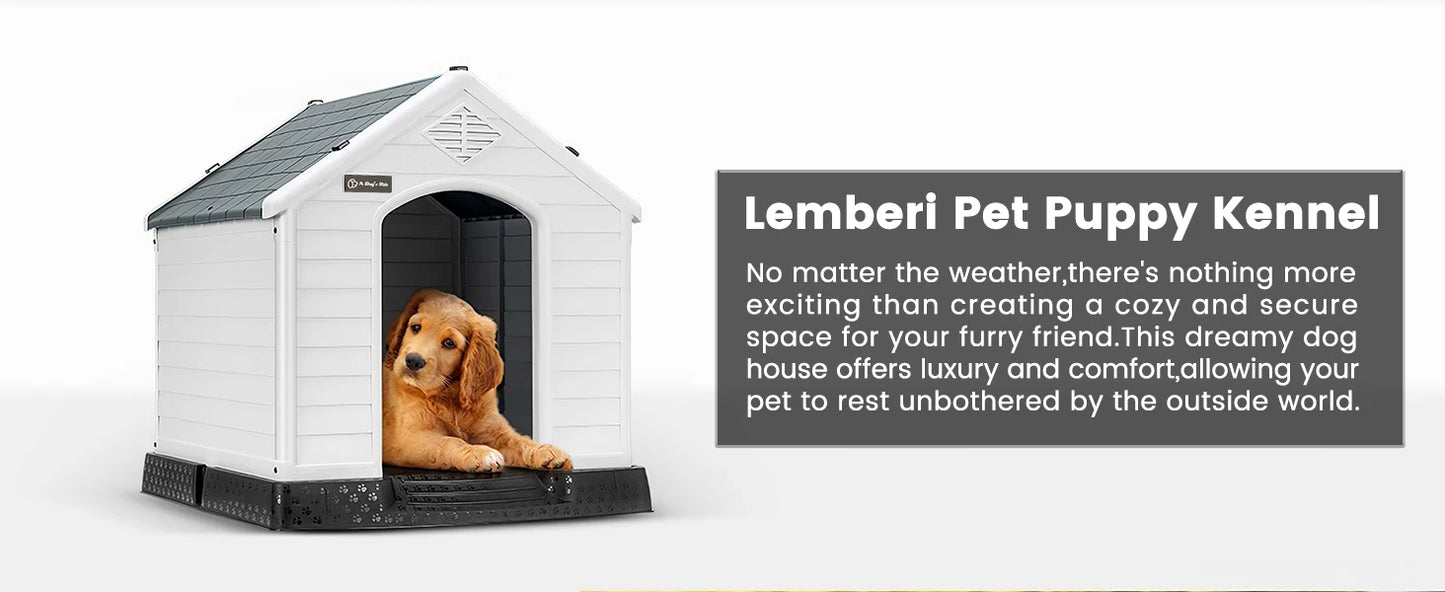 Durable Waterproof Plastic Dog House for Small to Large Sized Dogs