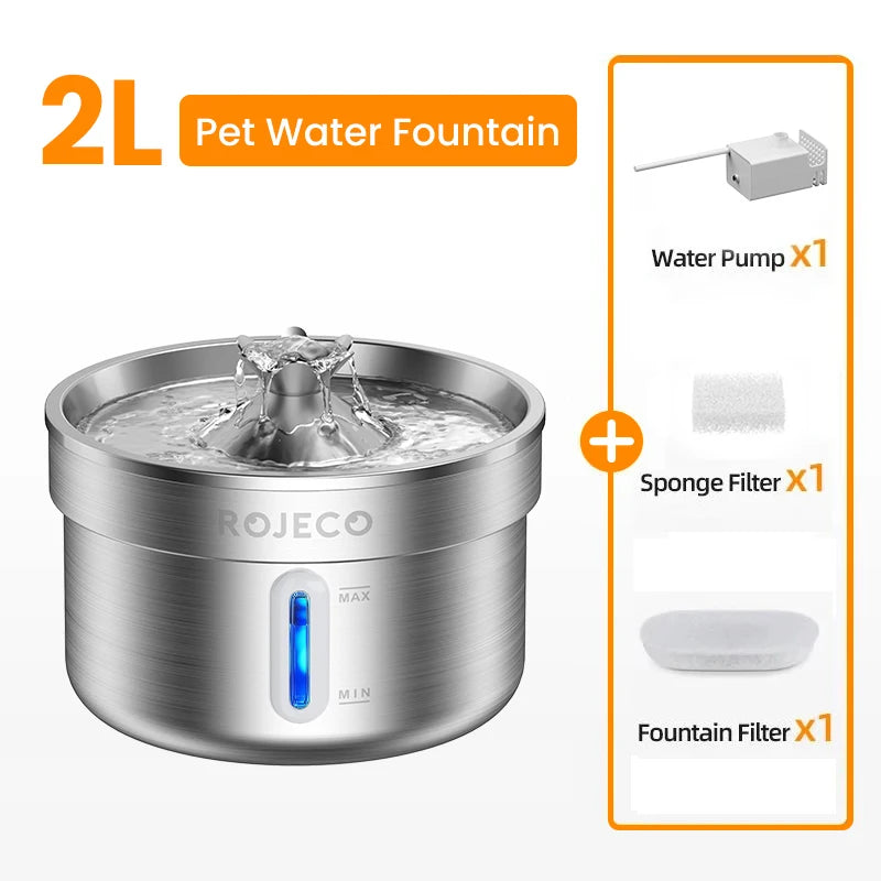 ROJECO Stainless Steel Cat Water Fountain