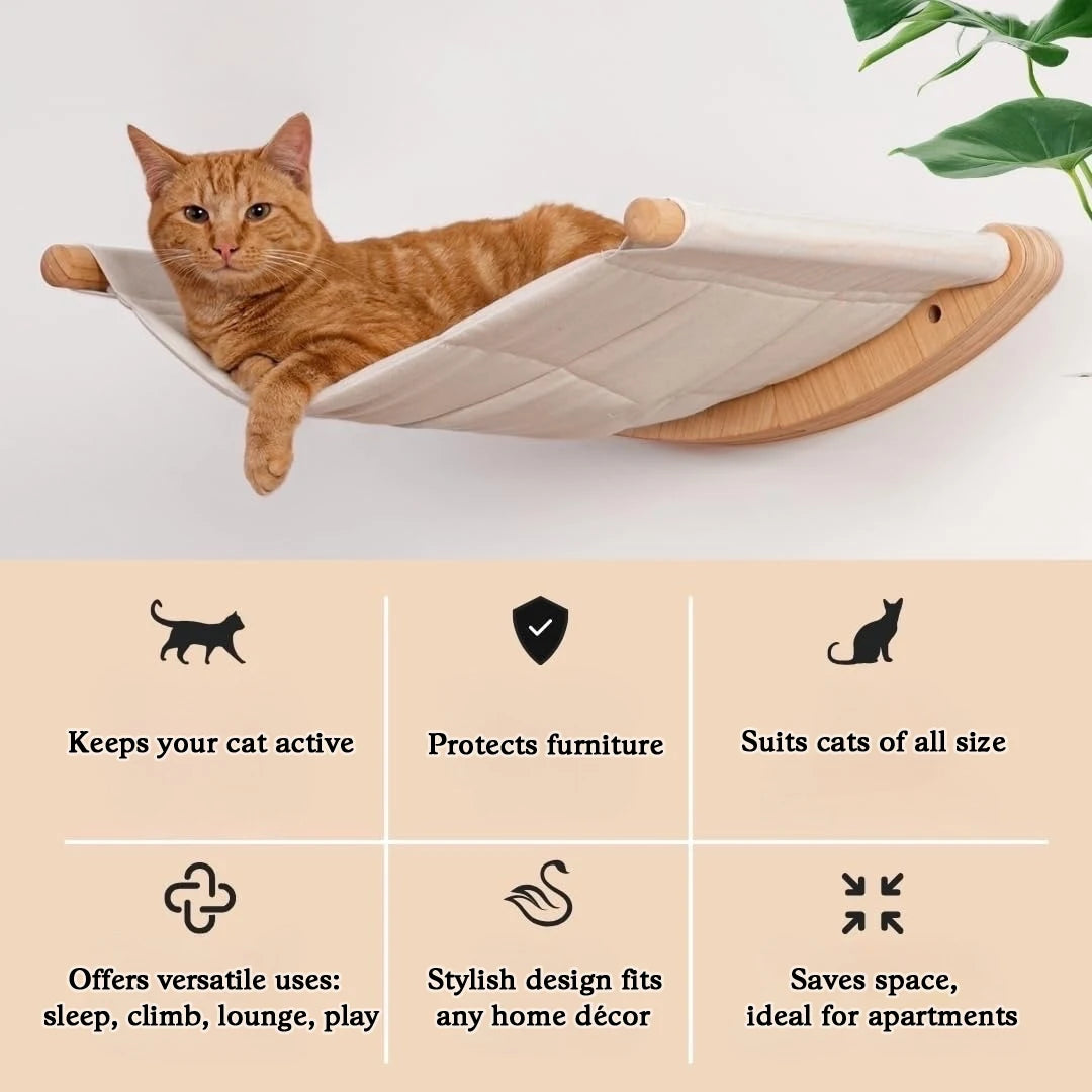 Cat Hammock Wall Mounted Cat Shelf With Two Steps