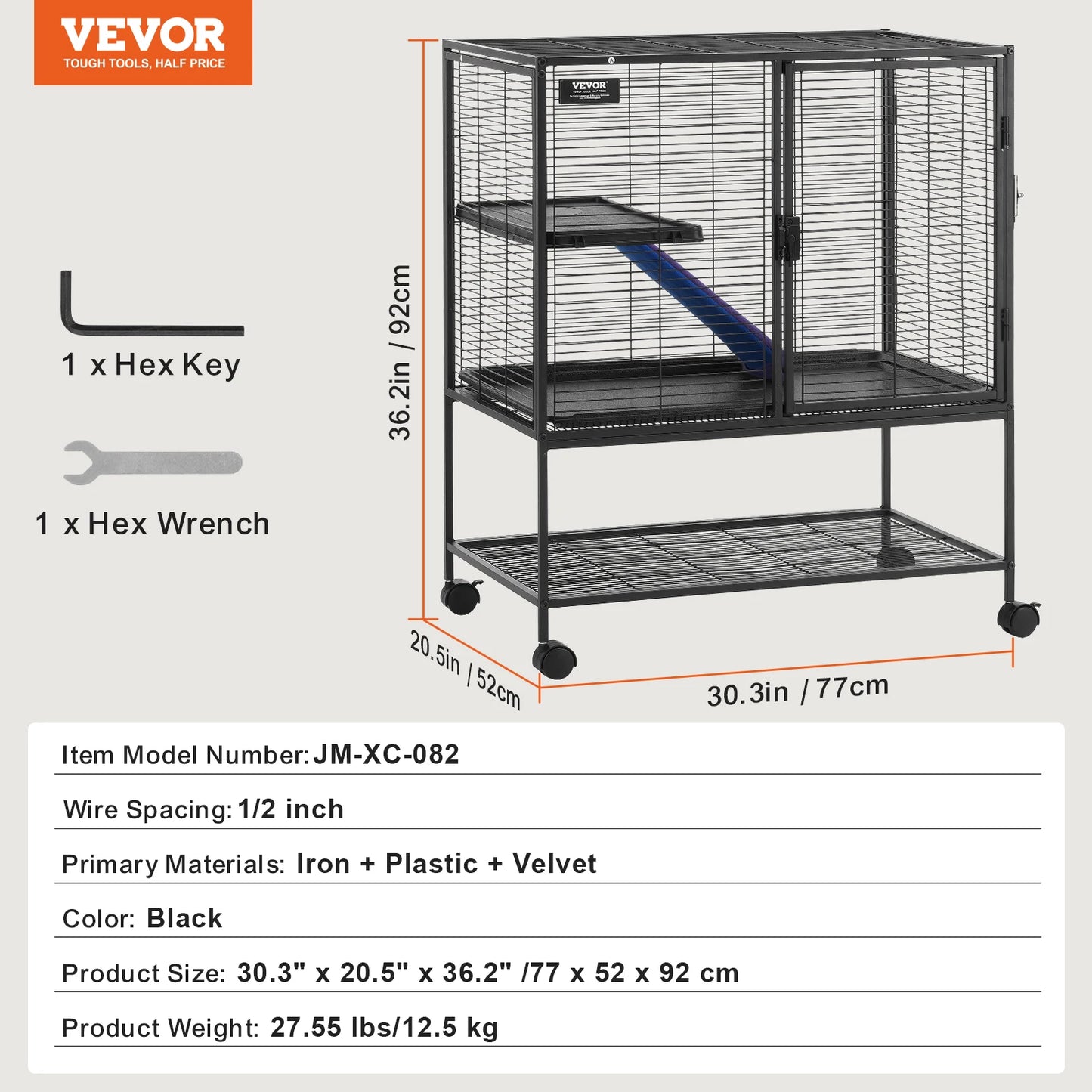 SucceBuy 64.6" Rolling Metal Ferret Cage Large