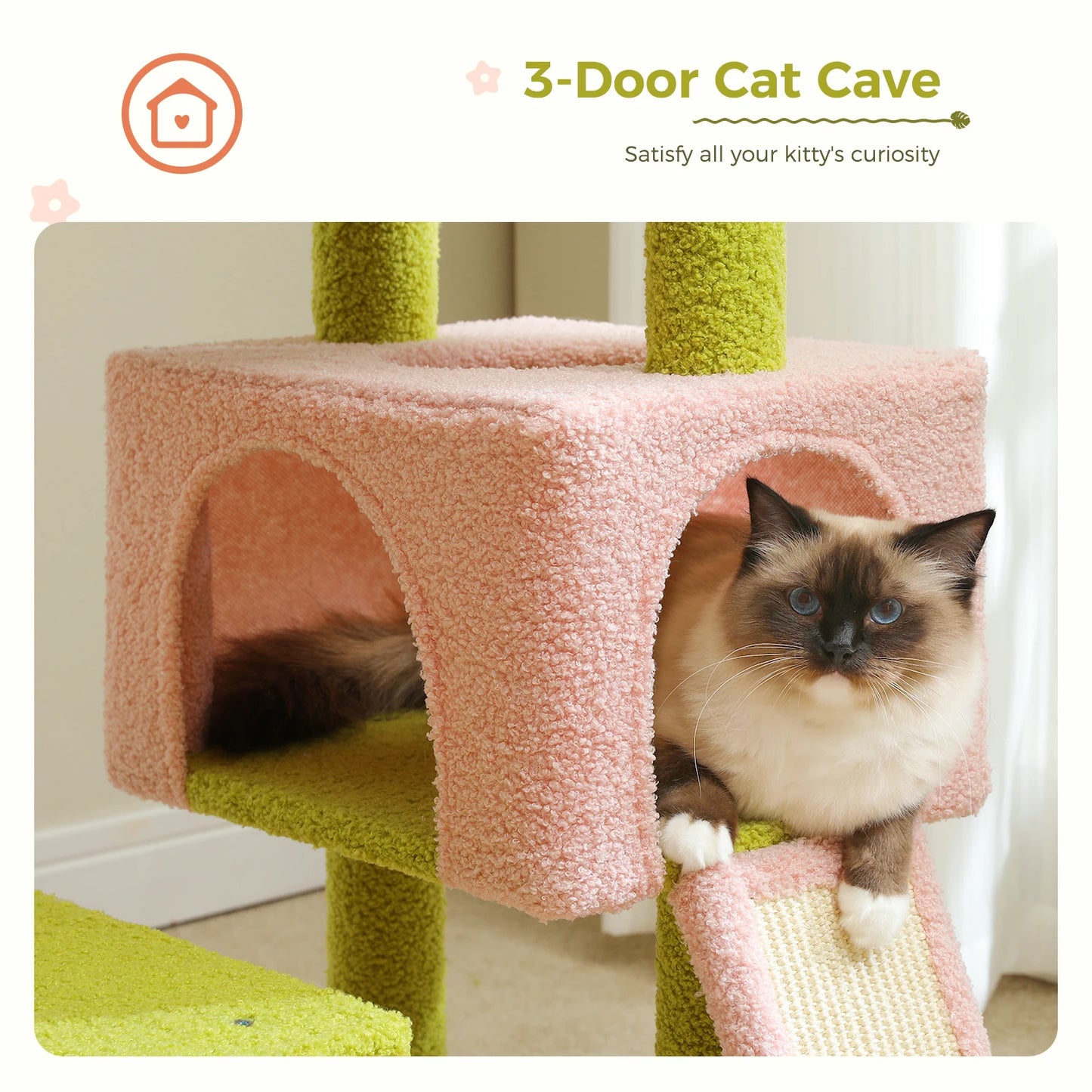 Multi-Level Flower Cat Tree Tower