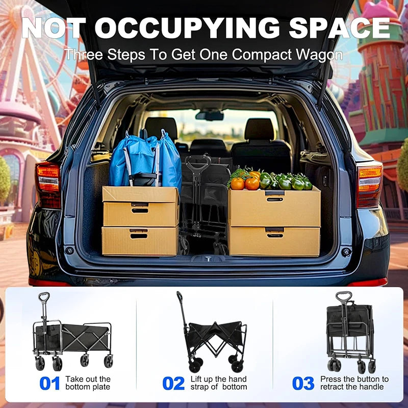 Foldable cart, Foldable trailer on wheels