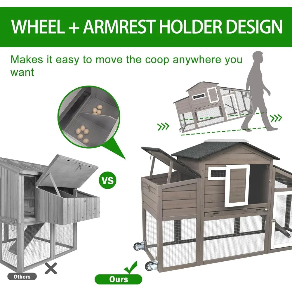 Chicken Coop with Run Mobile Large Nesting Box
