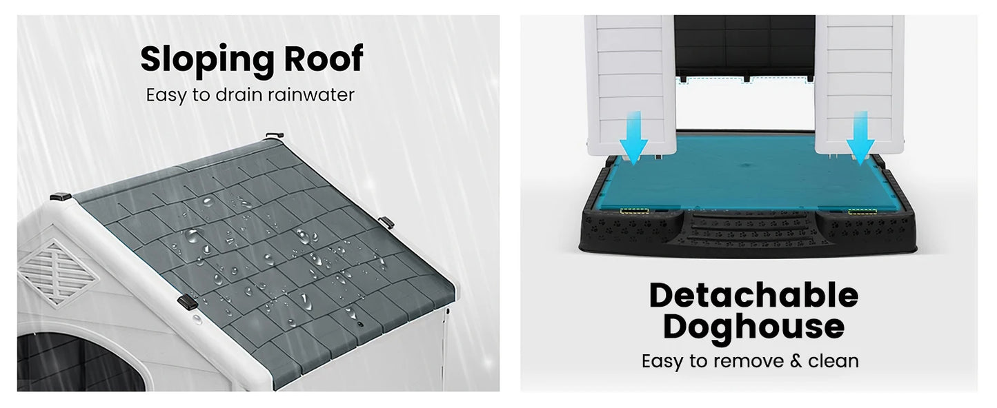 Durable Waterproof Plastic Dog House for Small to Large Sized Dogs