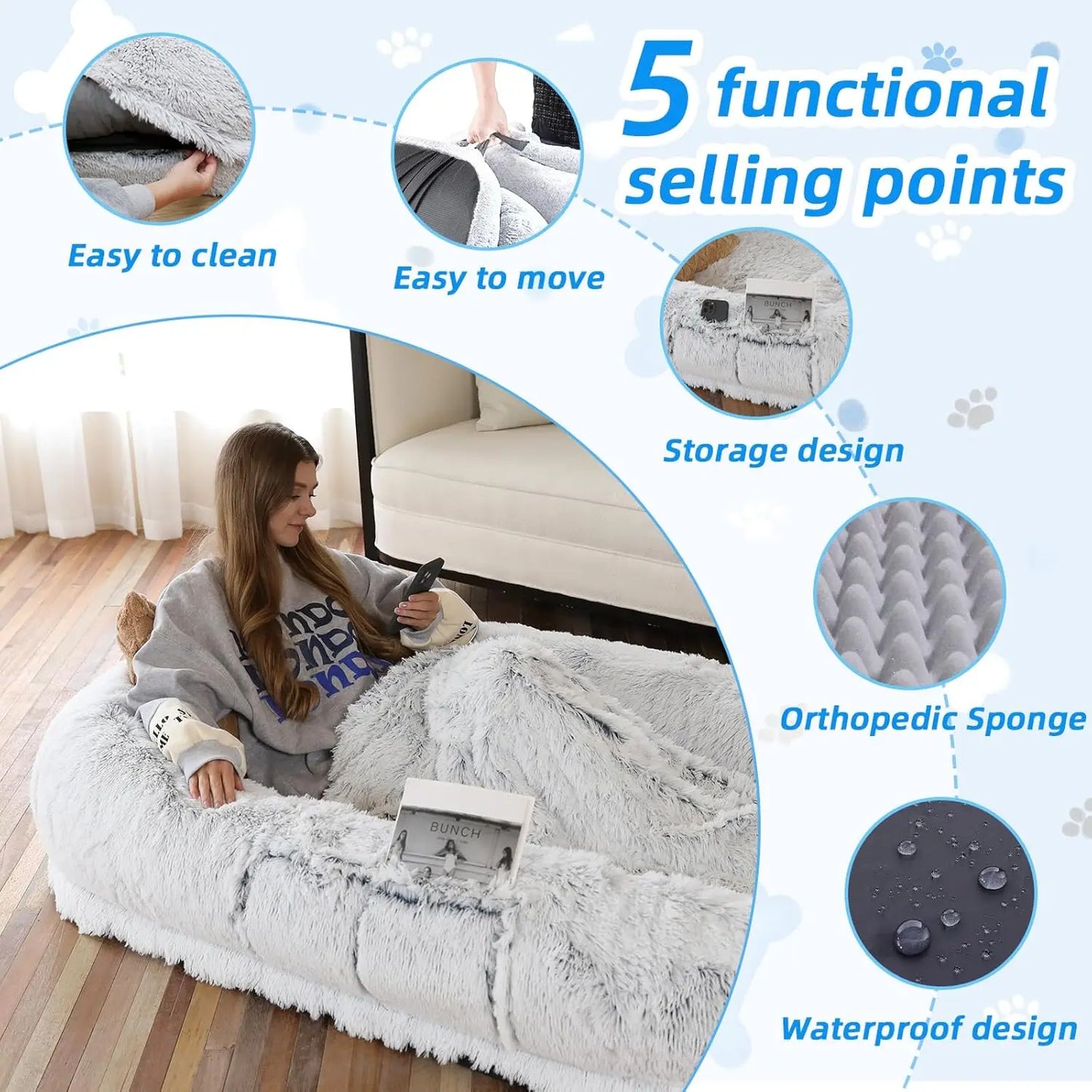 Human Dog Bed 71x45x12"