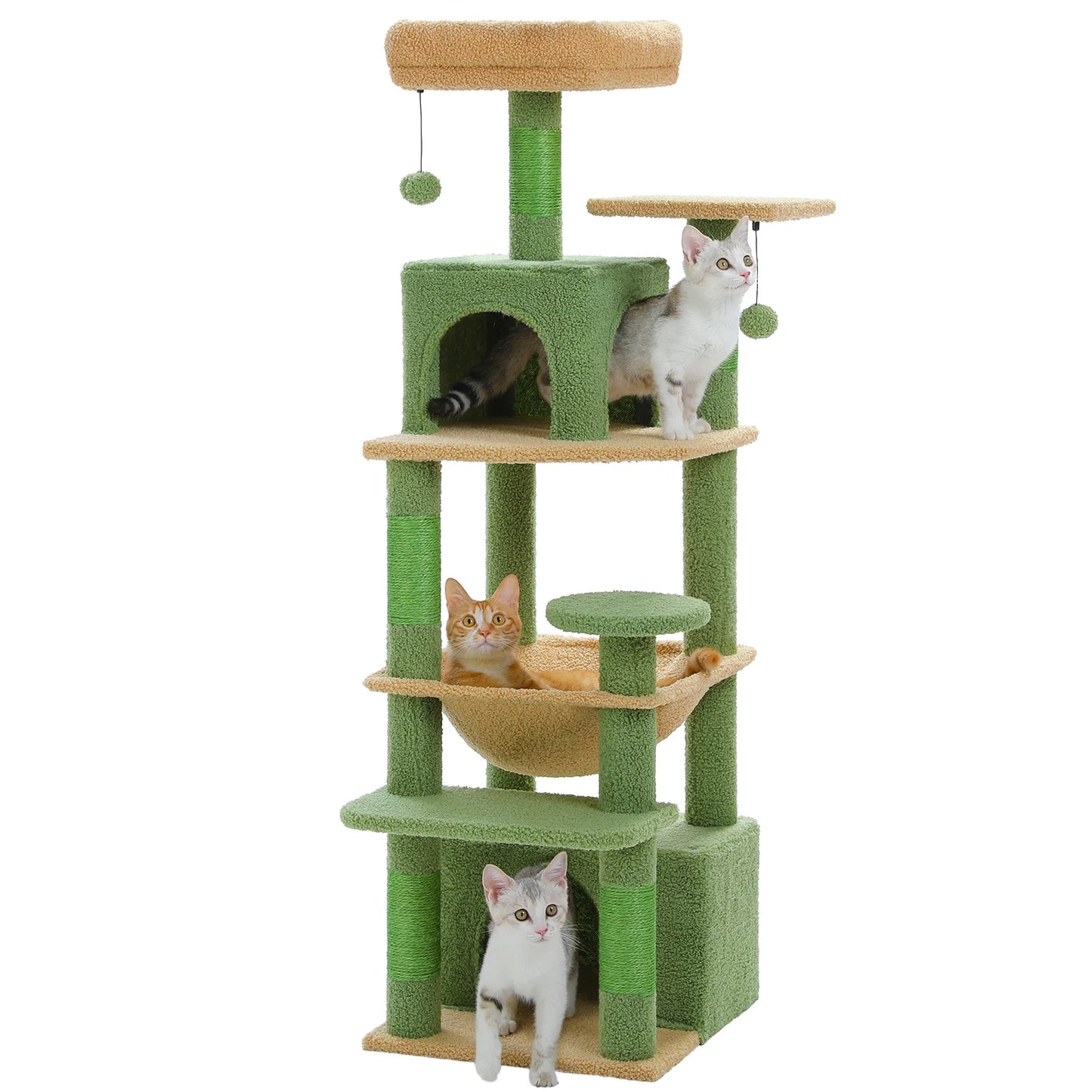 Large Cat Tree Tower for Indoor Cats, Green