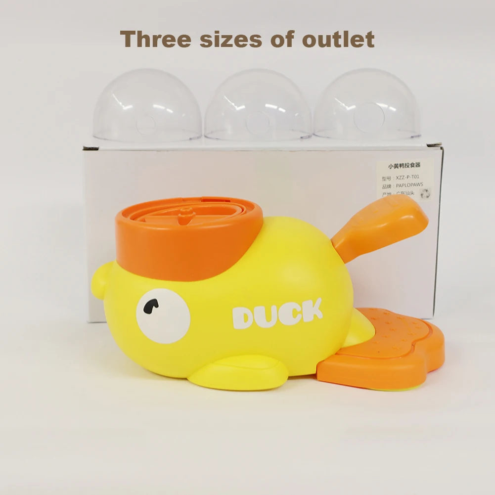 Yellow Duck Shaped Automatic Dog Feeder