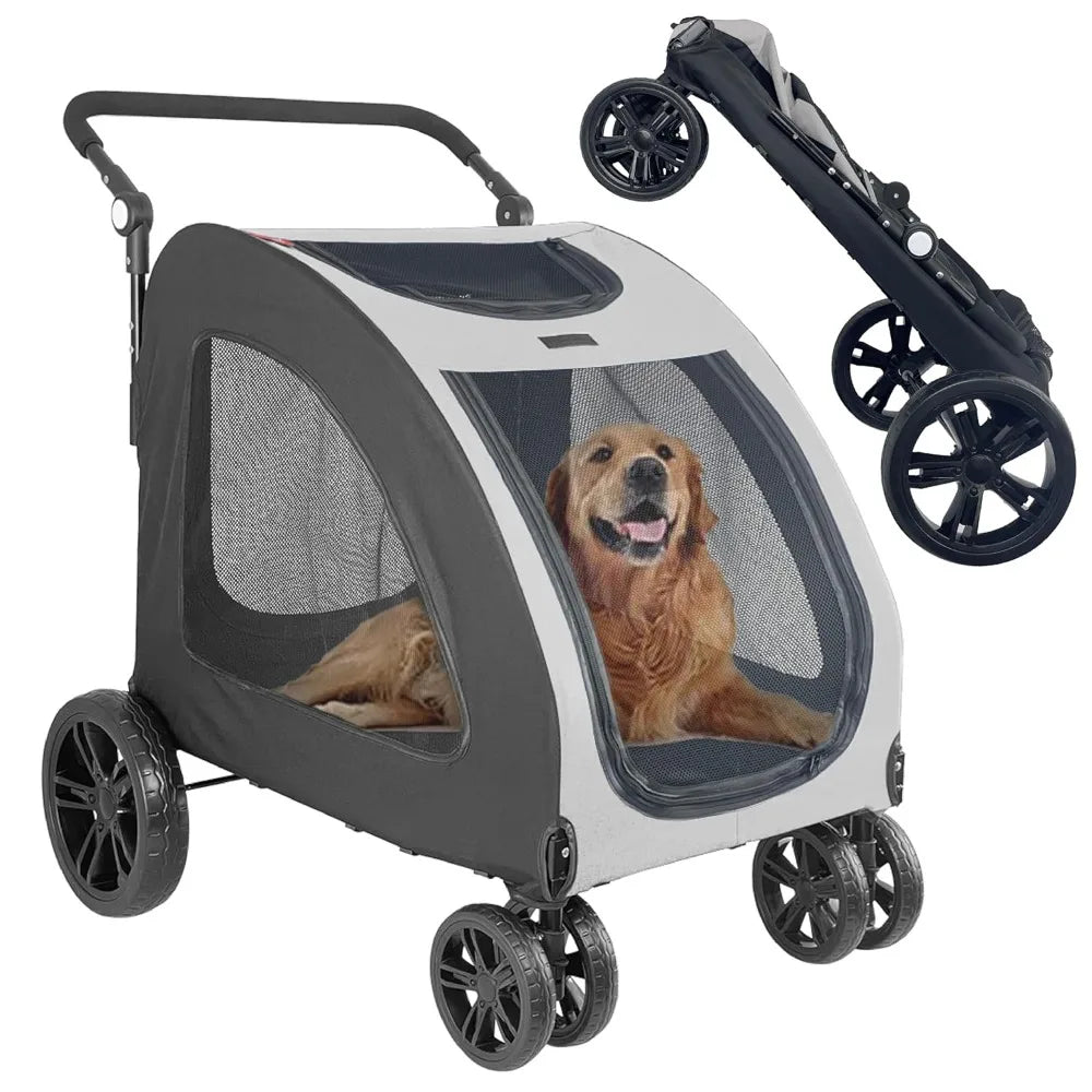 Foldable Pet Jogger Stroller for Large Dogs up to 110 lbs
