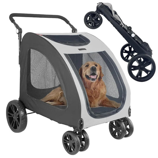 Foldable Pet Jogger Stroller for Large Dogs up to 110 lbs
