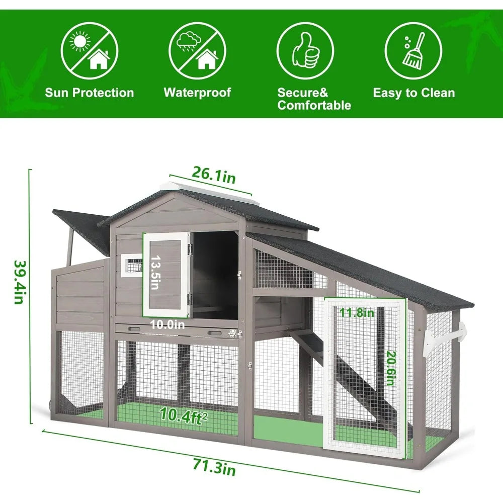 Chicken Coop with Run Mobile Large Nesting Box