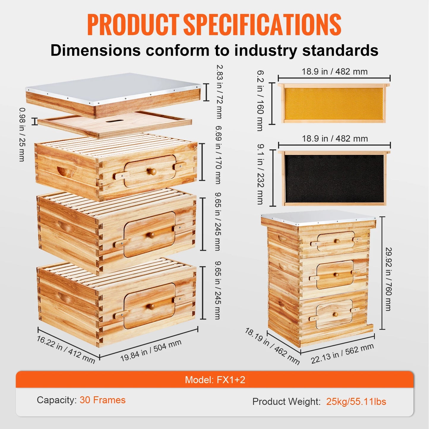 VEVOR Bee Hive Deep Box Starter Kit