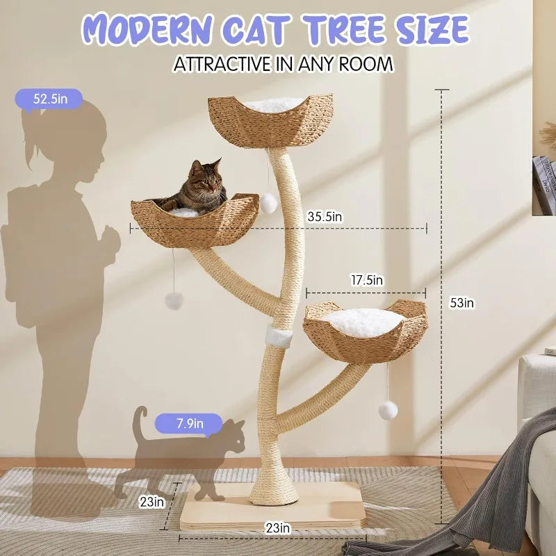 Modern Cat Tree 53" Tall