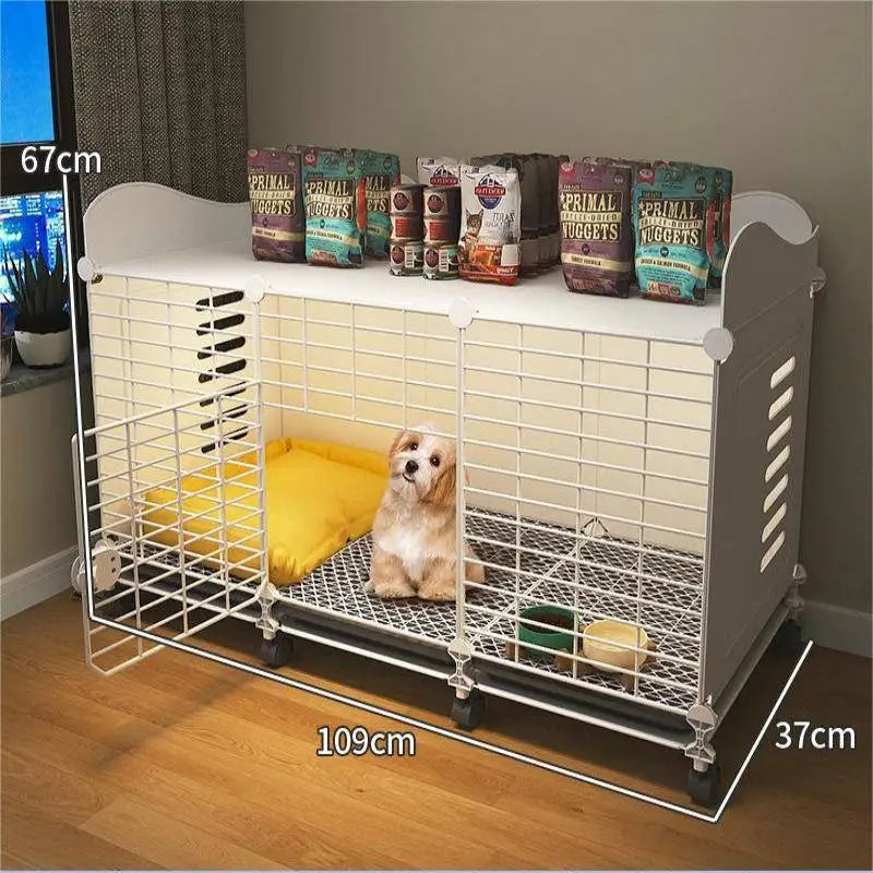 Dog Crate End Table with Wheels & Tray