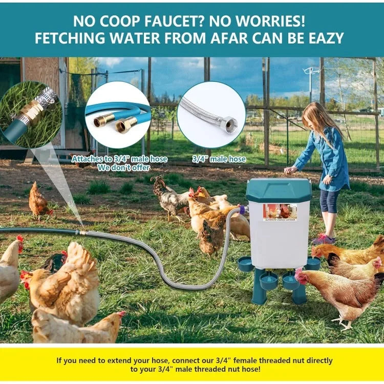 Float-Controlled Automatic Chicken Waterer for Continuous Fresh Water