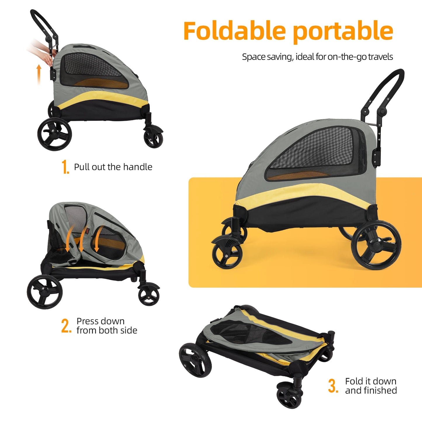 Dog Stroller Ultra-large 4 Wheels