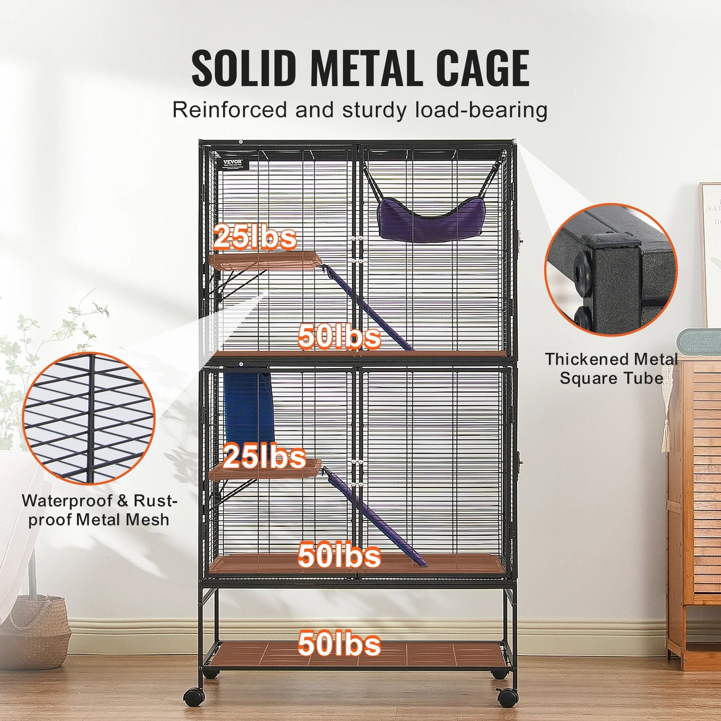SucceBuy 64.6" Rolling Metal Ferret Cage Large