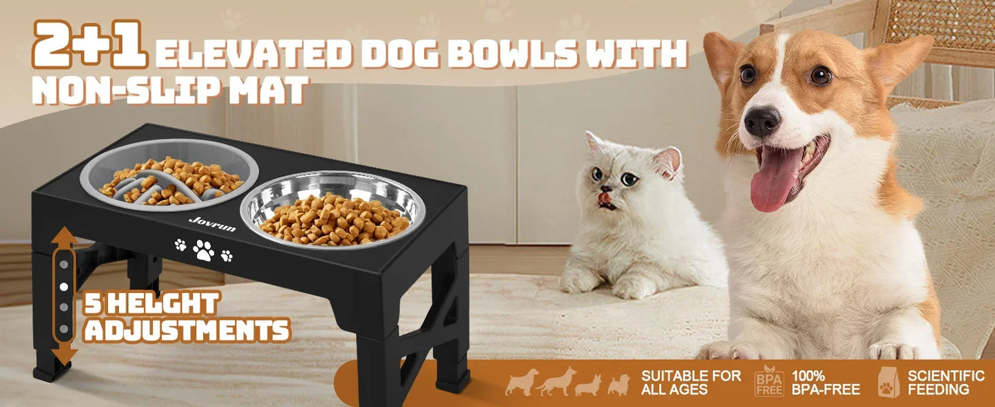 Adjustable Elevated Dog Bowls Stand