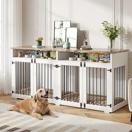 72'' Dog Crate Furniture for 2 Dogs