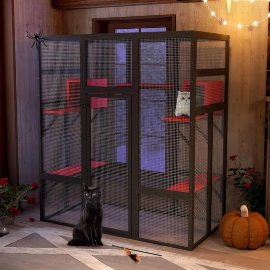Large Spacious Wooden Catio Outdoor Cat Cage