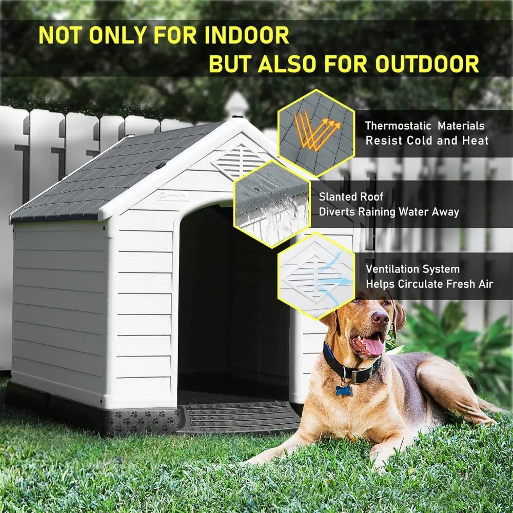 Durable Waterproof Plastic Dog House for Small to Large Sized Dogs
