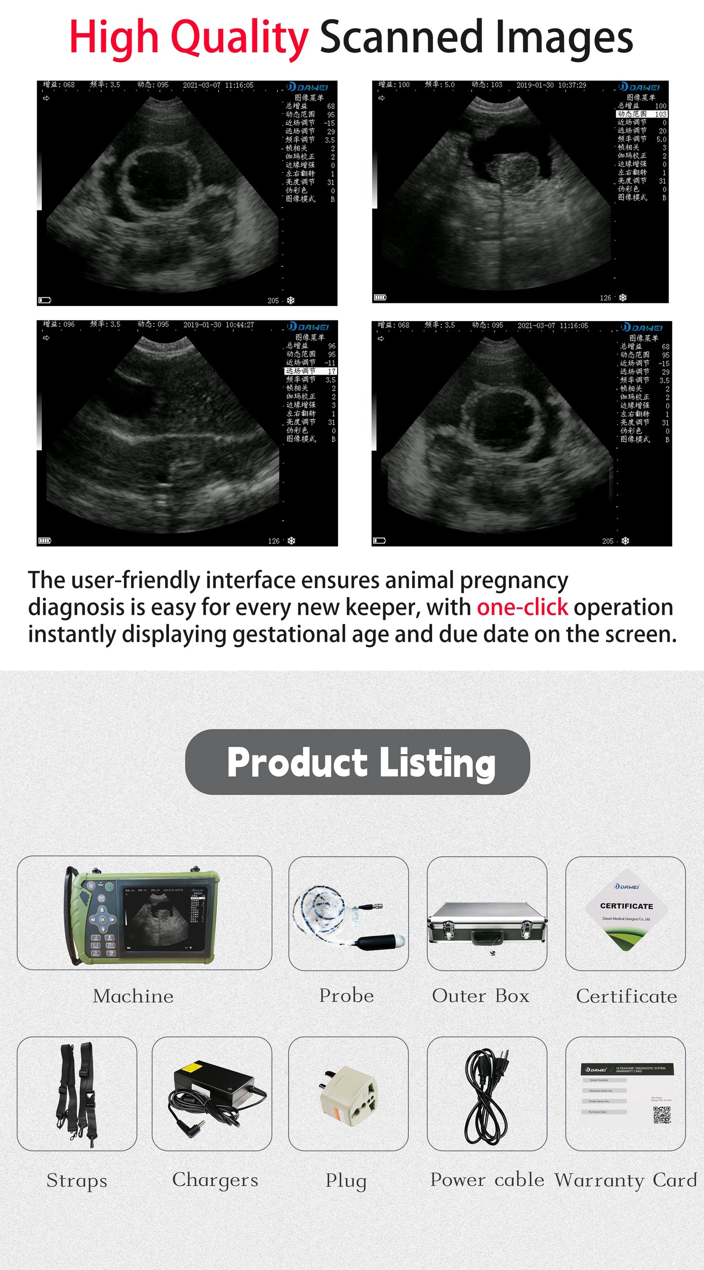 Portable Veterinary Ultrasound Scanner for Pregnancy