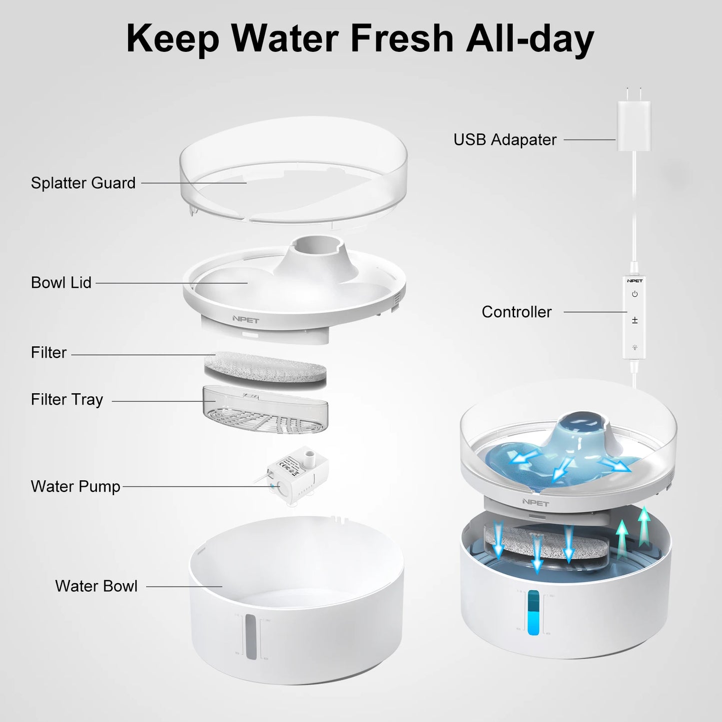 Automatic dog water fountain