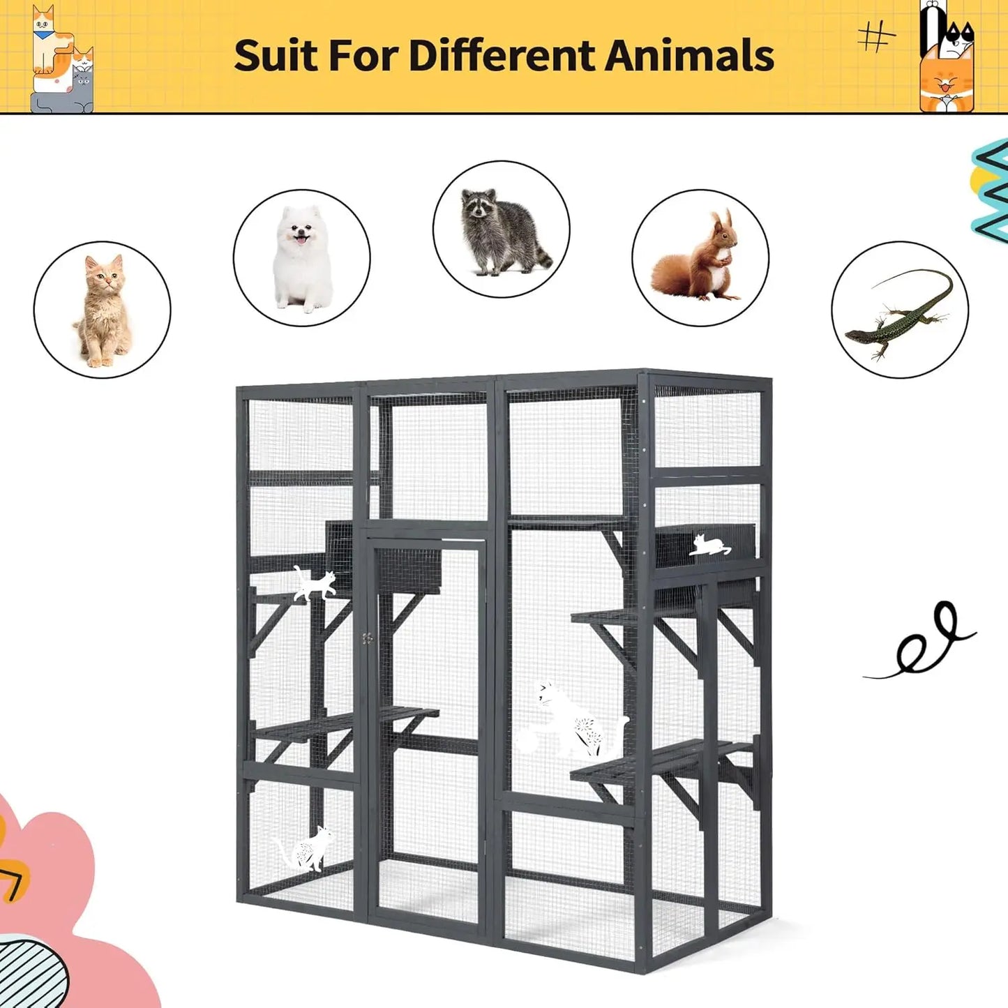 Large Spacious Wooden Catio Outdoor Cat Enclosure